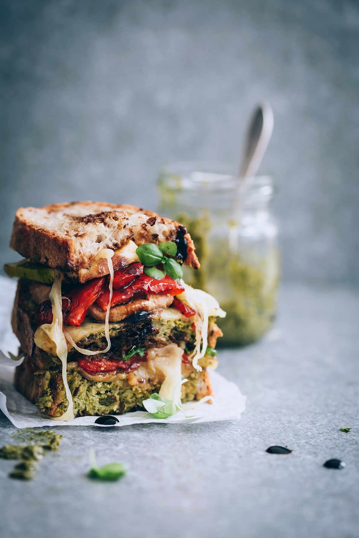 Grilled Vegetable Sandwiches with Havarti and Balsamic Drizzle