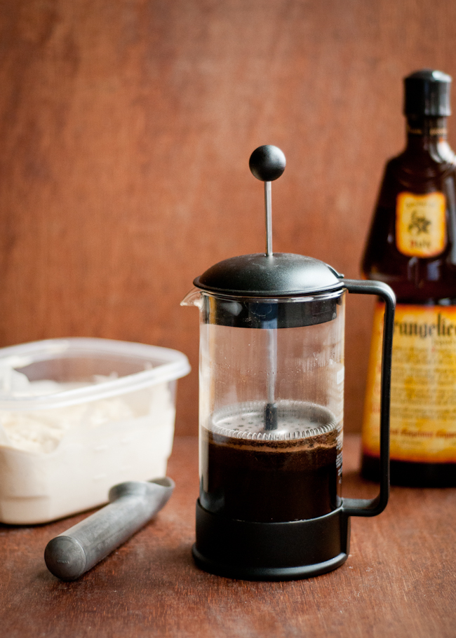 hazelnut affogato - french press