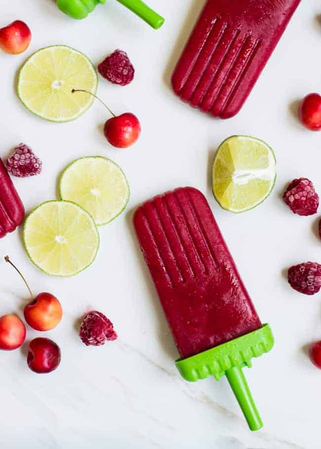 Cherry Berry Lime Cocktail Popsicles