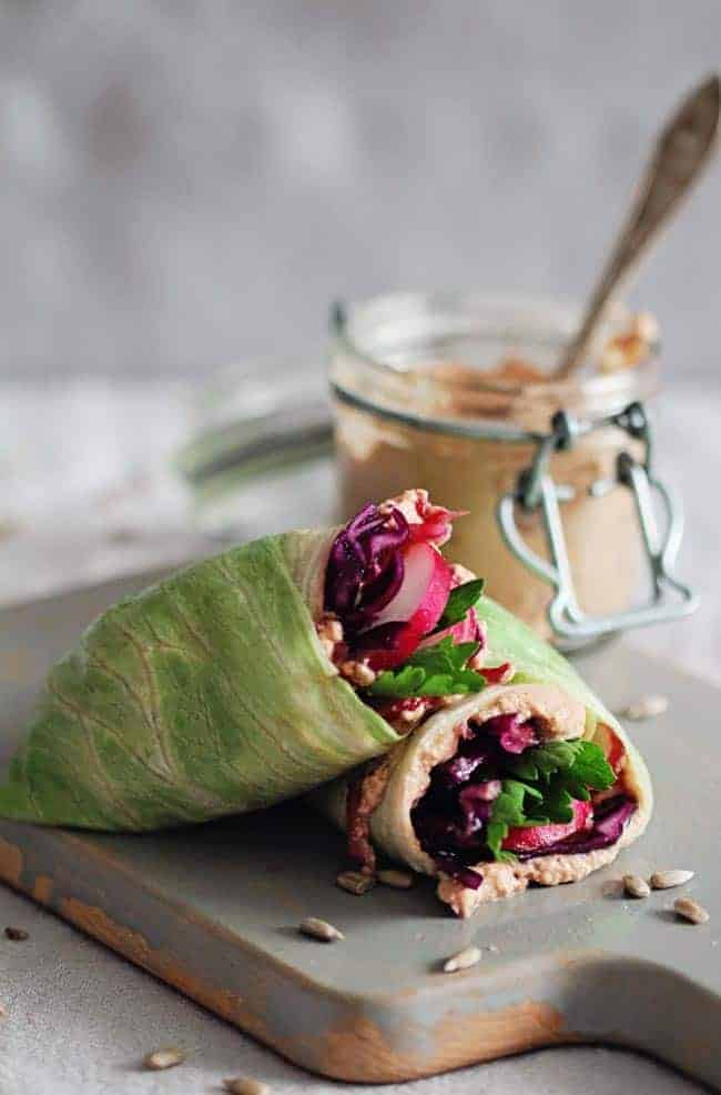 Healthy Lunch Wrap with Sunflower Seed Spread - Hello Veggie