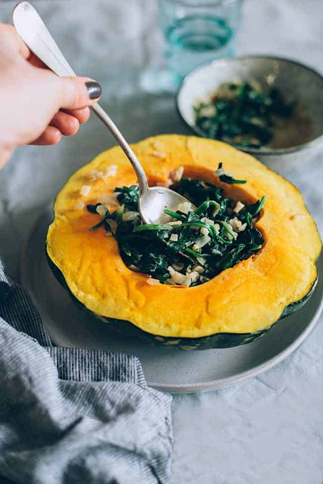 Spinach-Stuffed Acorn Squash