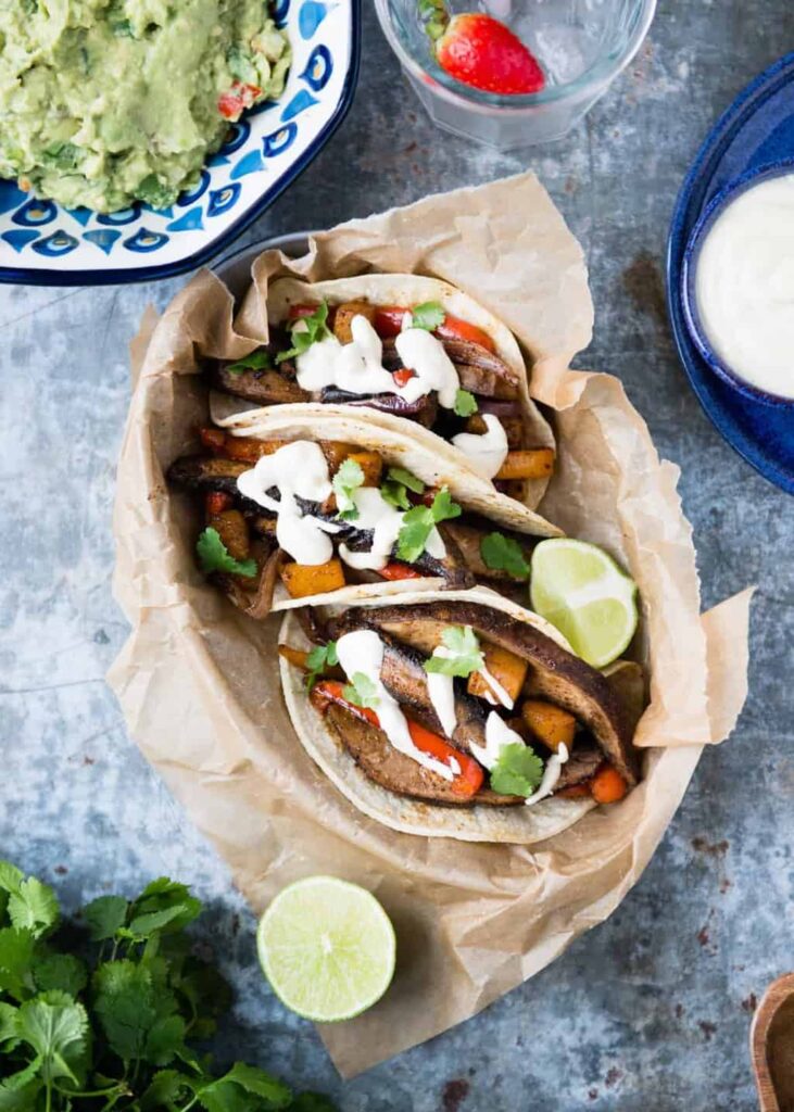 Veggie Sheet Pan Fajitas with Cumin-Lime Crema