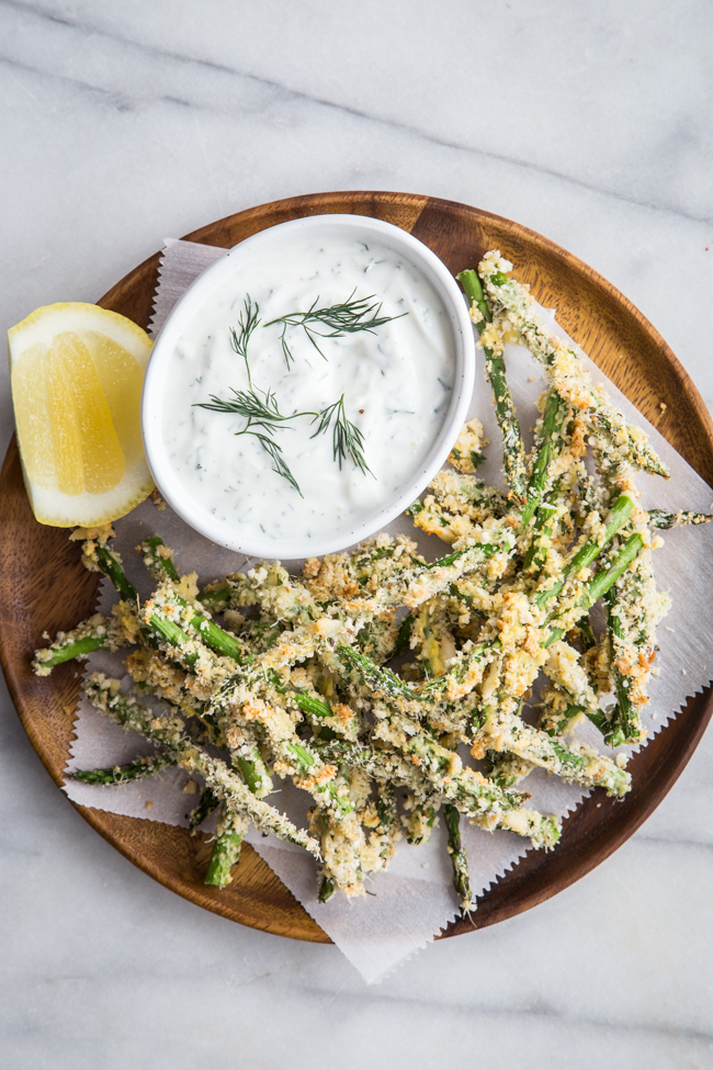 Crispy Asparagus Fries with Lemon-Dill Dipping Sauce