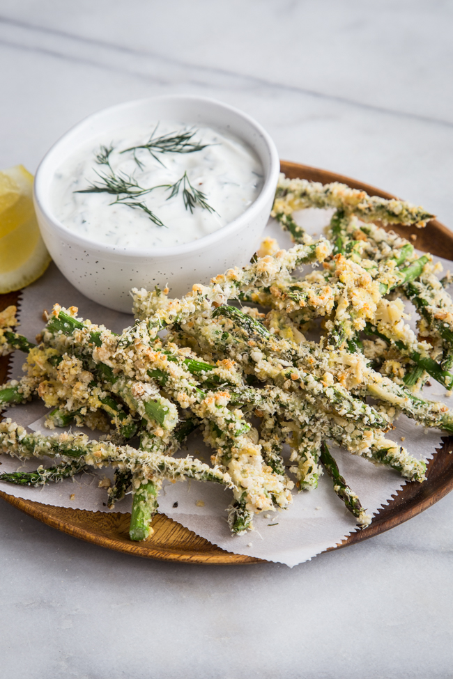 Crispy Asparagus Fries with Lemon-Dill Dipping Sauce