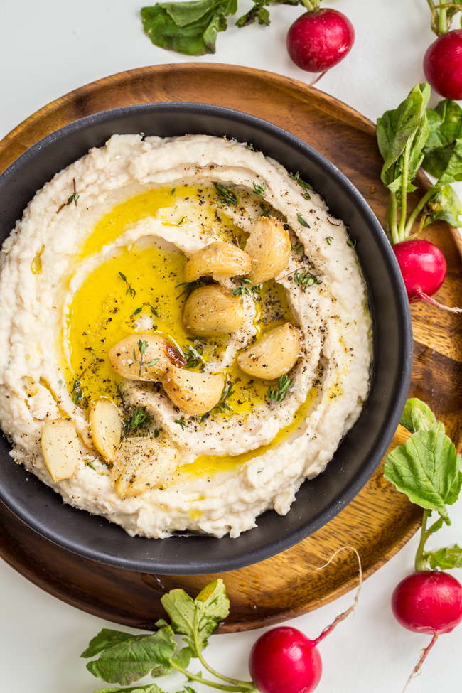 Meet Your New Favorite Snack: Roasted Garlic + Herb White Bean Dip