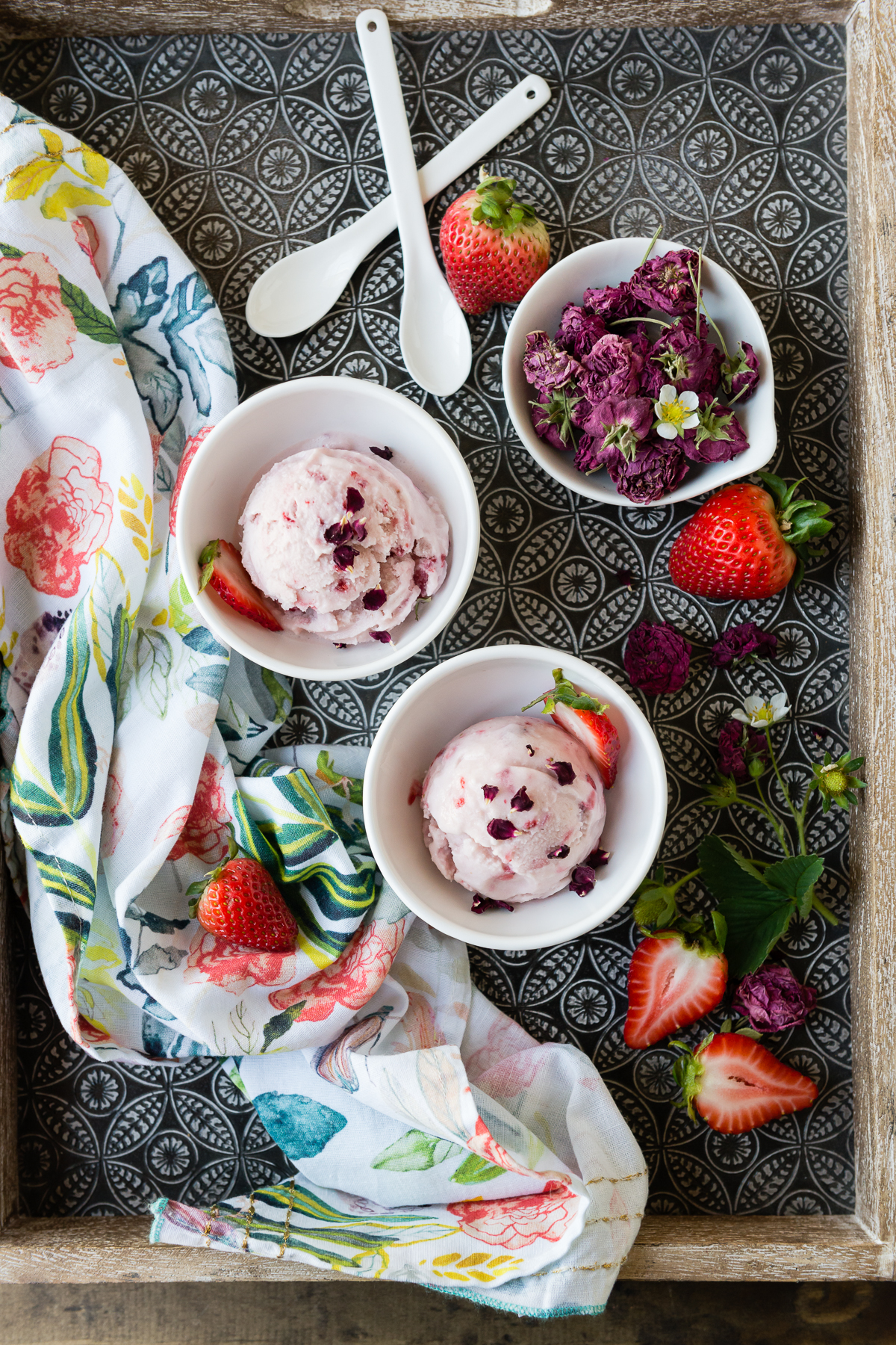 Vegan Strawberry Rosewater Ice Cream