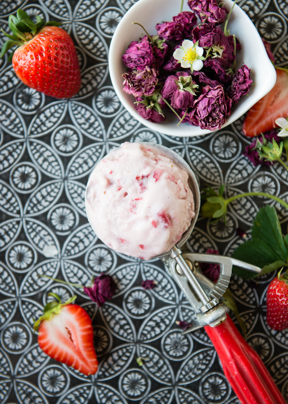 Vegan Strawberry Rosewater Ice Cream