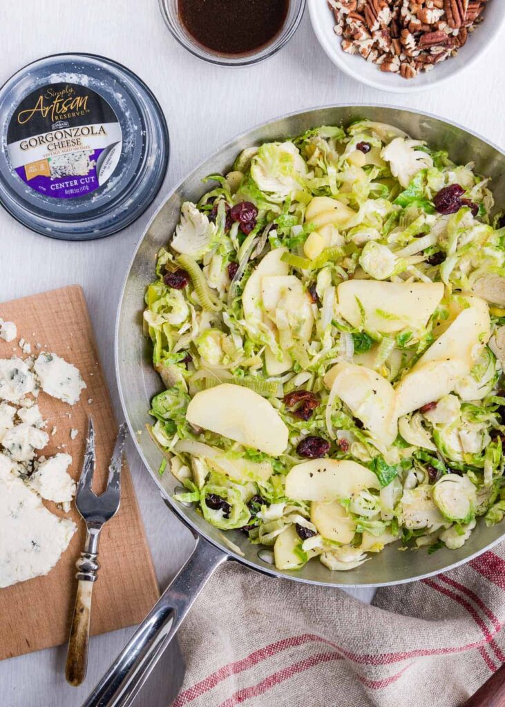 Shaved Brussels Sprouts with Gorgonzola | HelloGlow.co