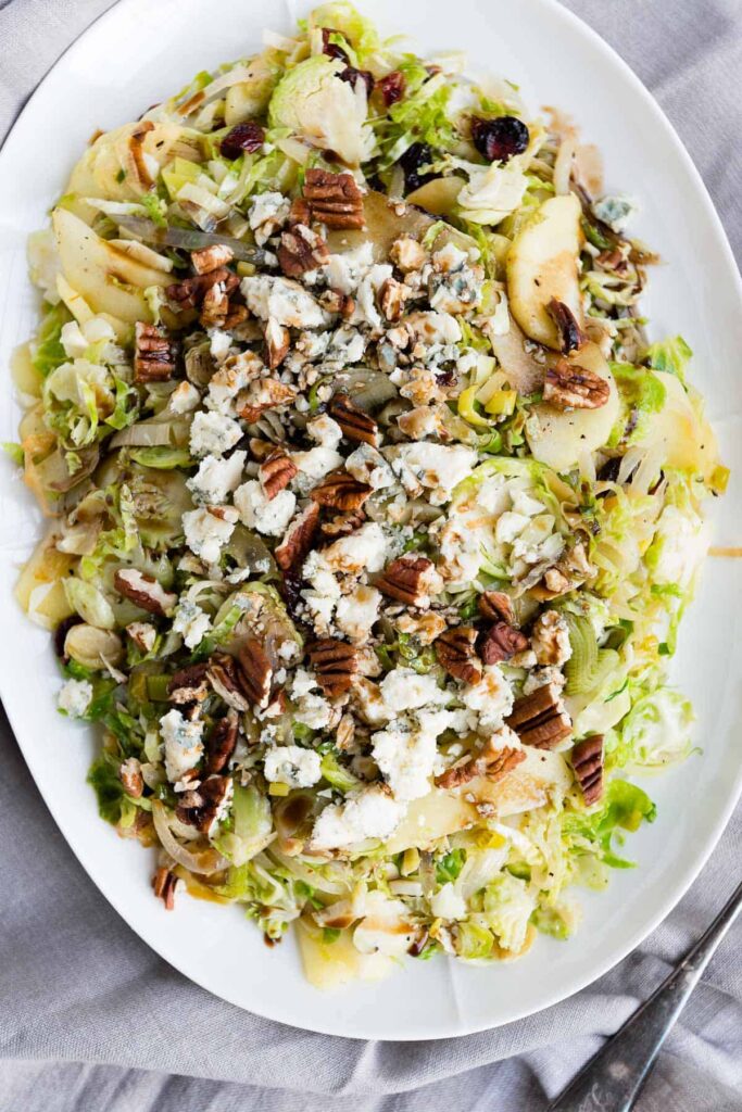 Shaved Brussels Sprouts with Gorgonzola | HelloGlow.co