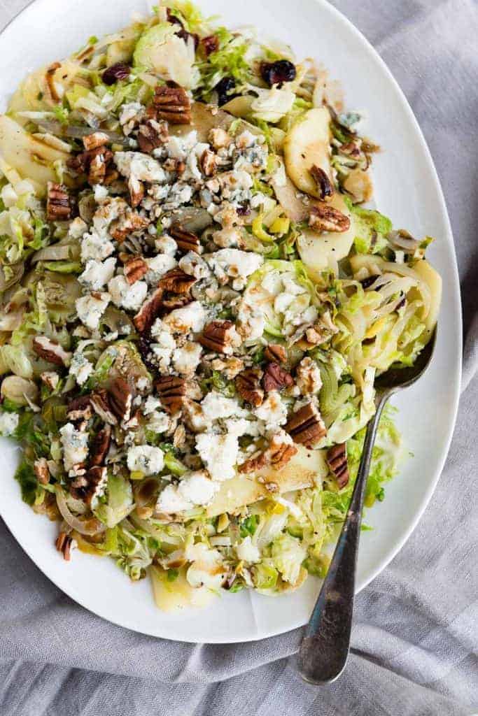 Shaved Brussels Sprouts with Gorgonzola | HelloGlow.co