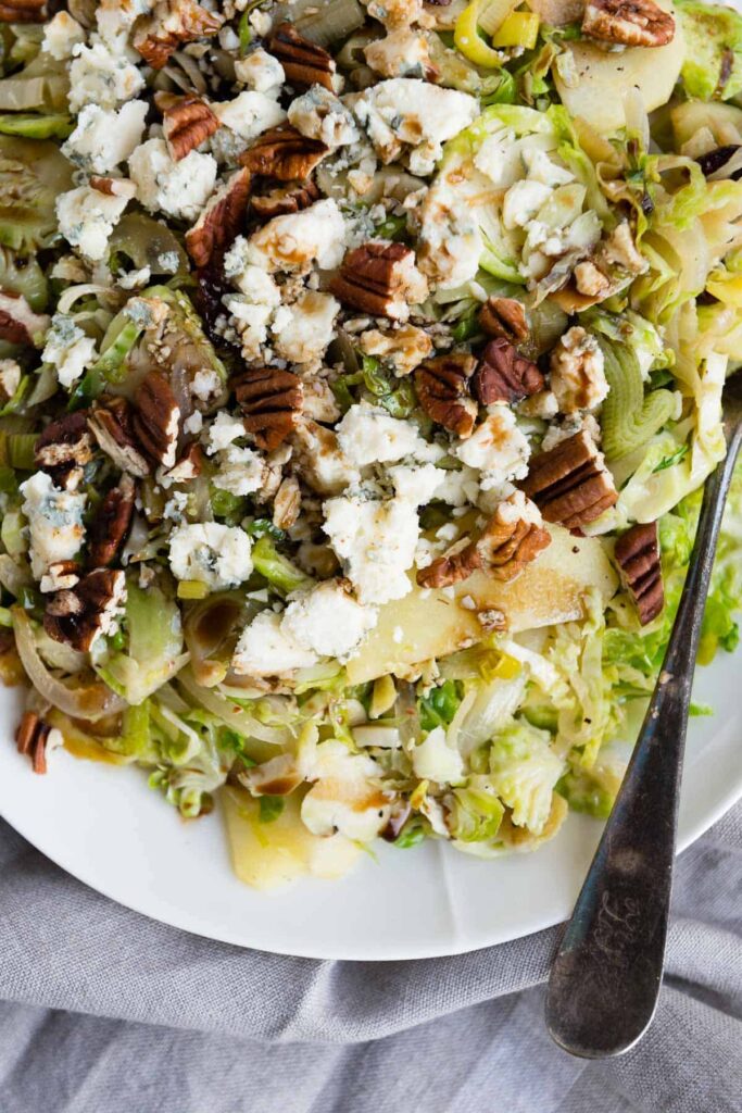 Shaved Brussels Sprouts with Gorgonzola | HelloGlow.co