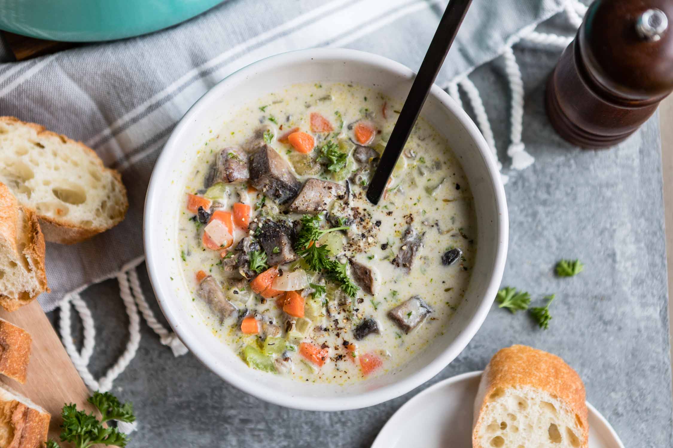 Creamy Wild Rice and Portobello Soup