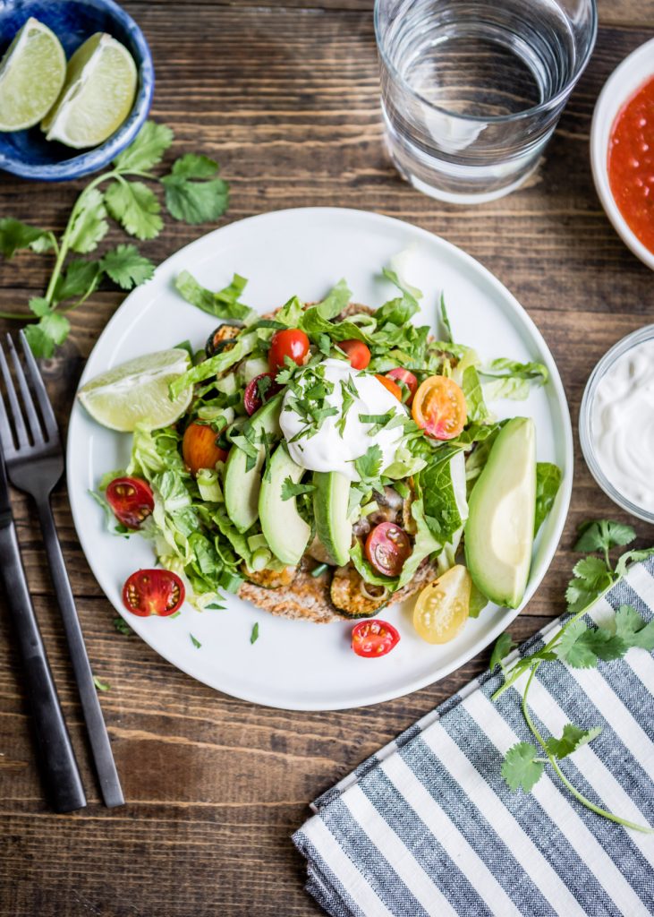 Crispy Baked Tostadas with Fajita Vegetables