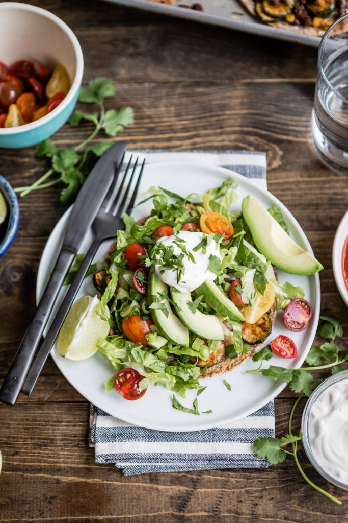 Crispy Baked Tostadas with Fajita Vegetables