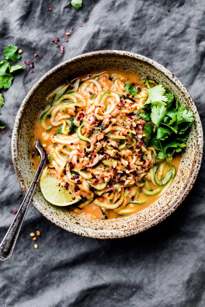 Creamy Curry Spiralized Zucchini Pasta - Vegan, Vegetarian + Gluten-Free