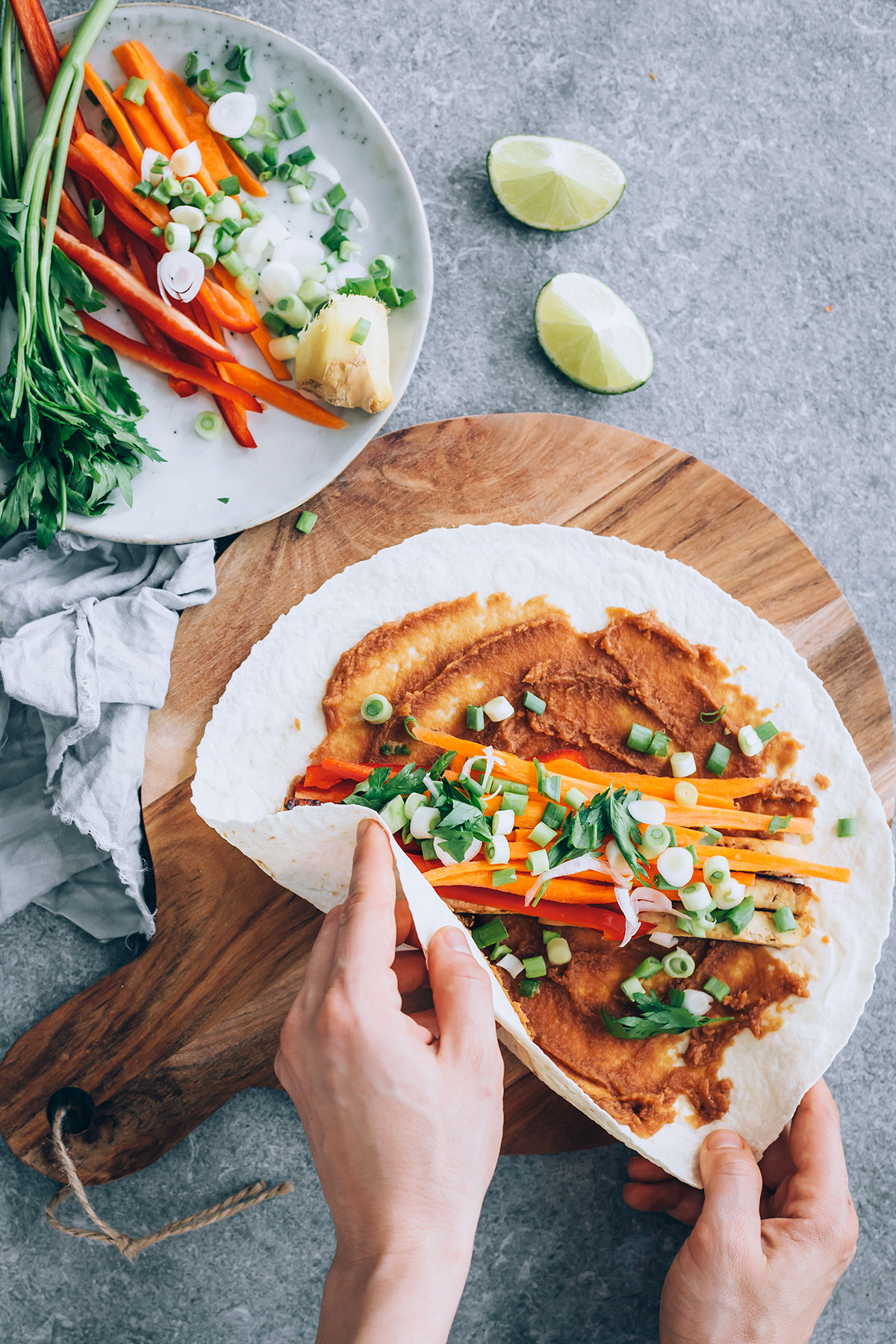 Packed With Protein and Veggies, These Ginger Peanut Tofu Wraps Are a Lunchtime Win