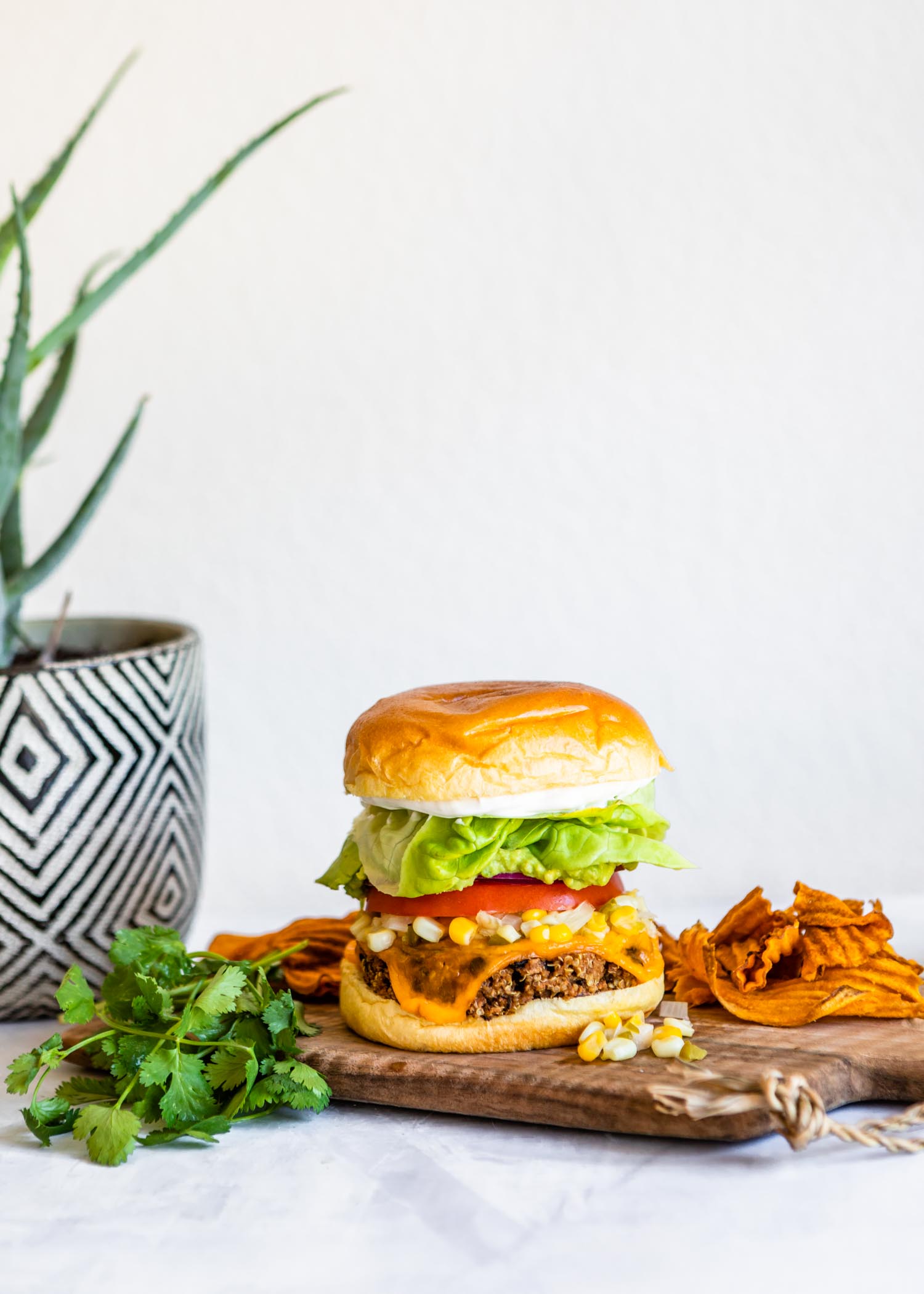 Black Bean Chipotle Veggie Burger with Summer Corn Relish | HelloVeggie.co