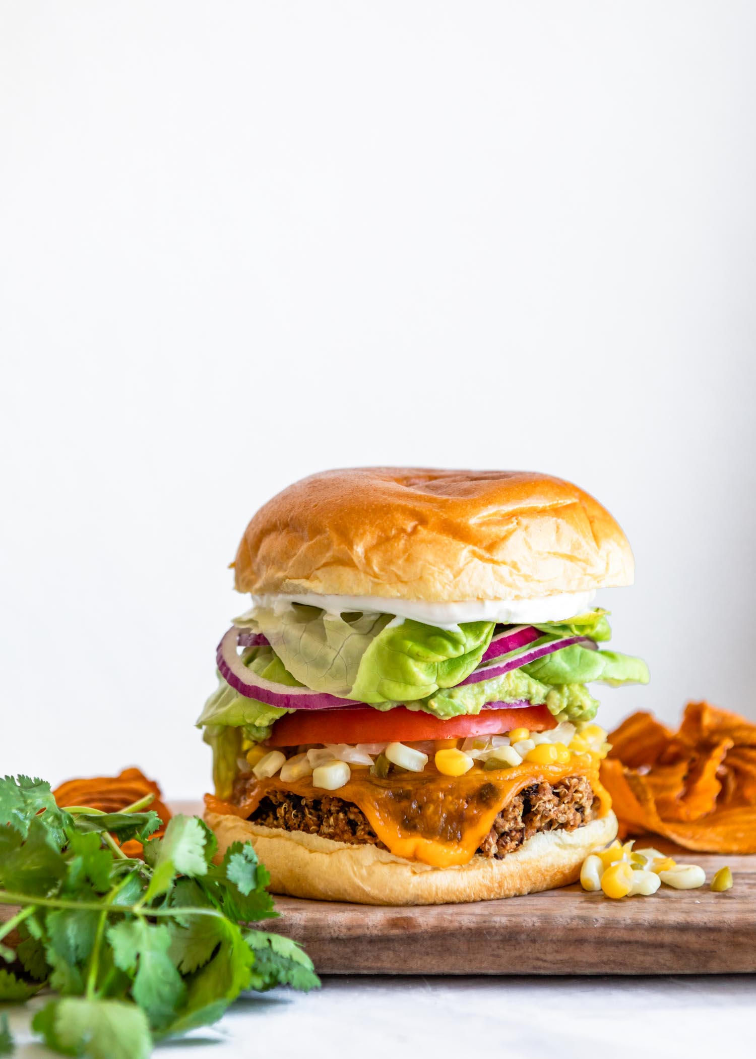 Black Bean Chipotle Veggie Burger with Summer Corn Relish | HelloVeggie.co