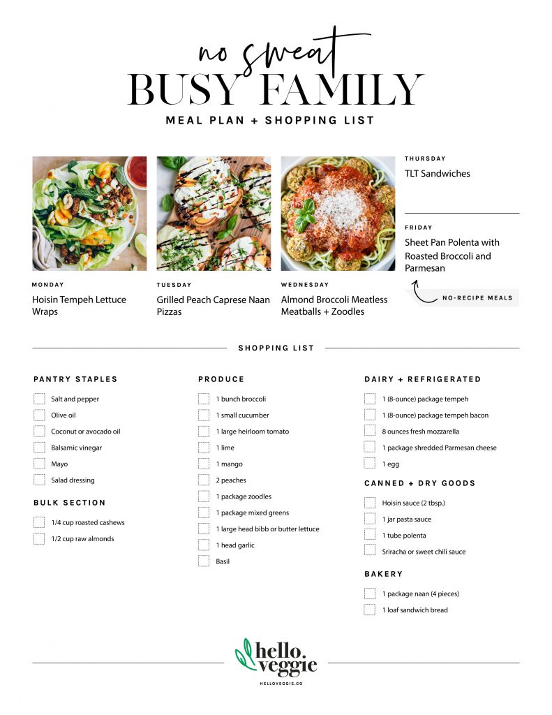 No-Fuss Meal Plan: 5 Fresh Summer Dinners + A Printable Shopping List