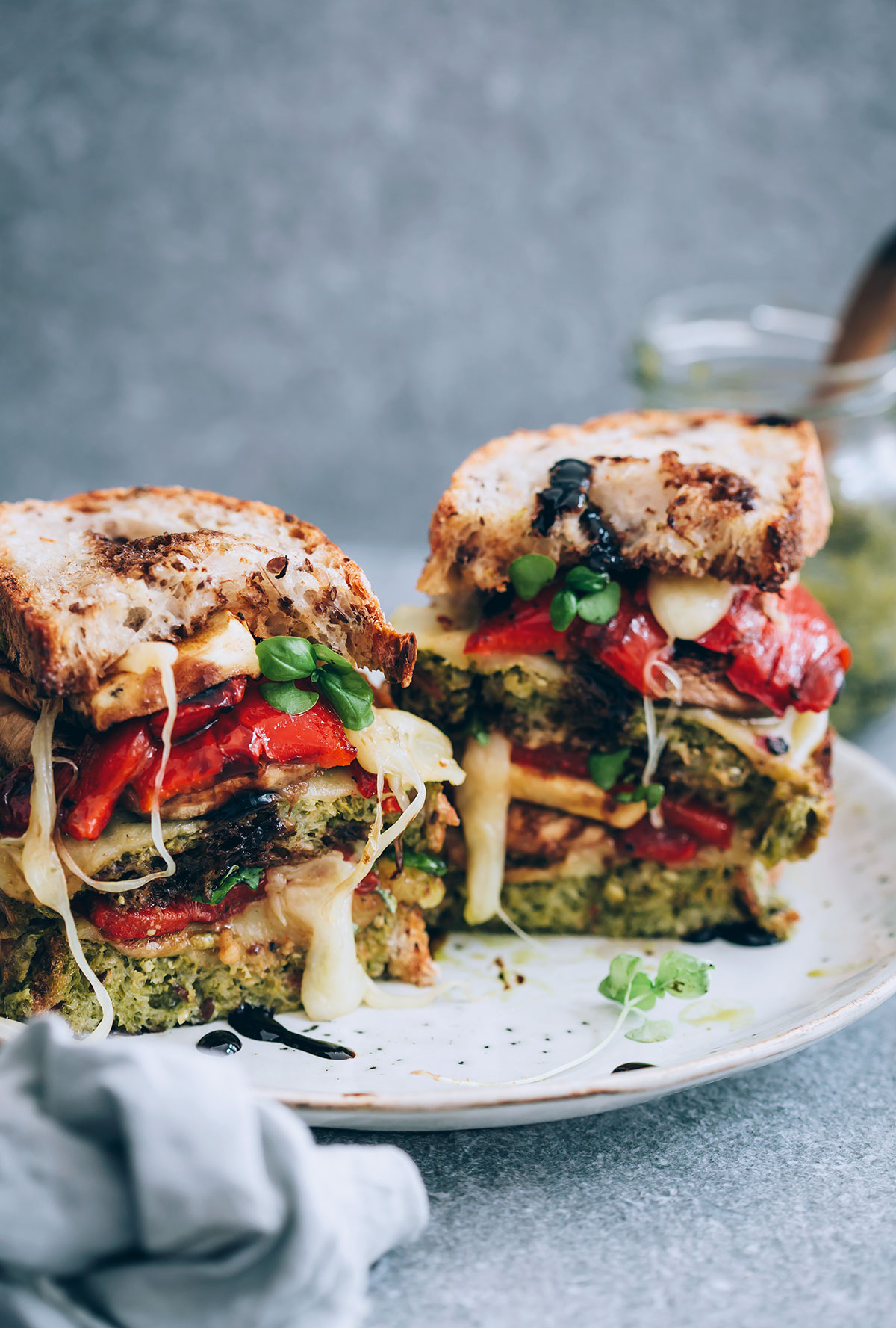 Grilled Vegetable Sandwiches with Havarti and Balsamic Drizzle