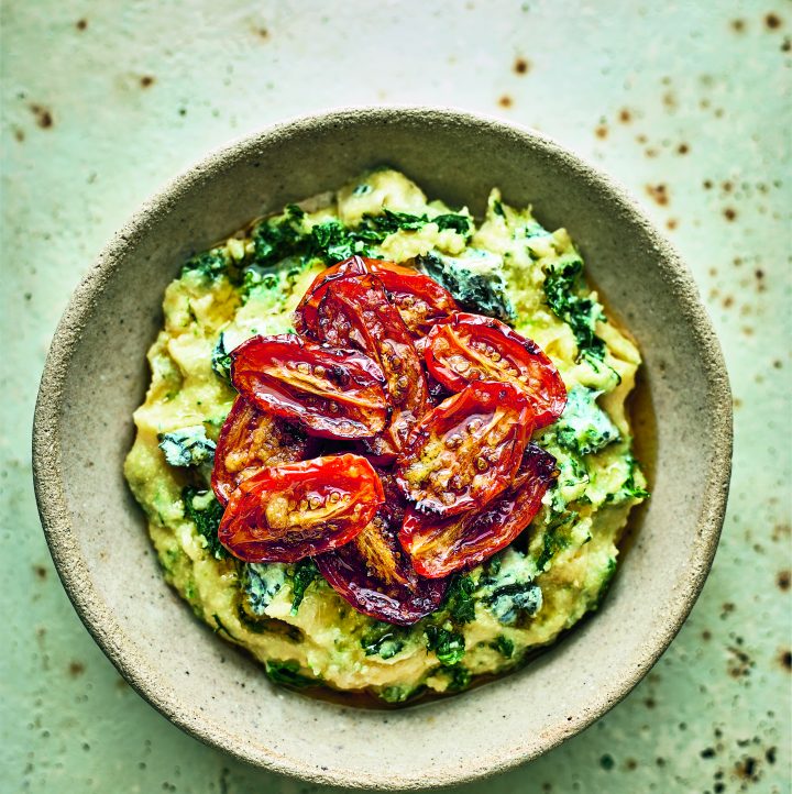Spinach and Blue Cheese Polenta with SlowRoasted Tomatoes Hello Veggie