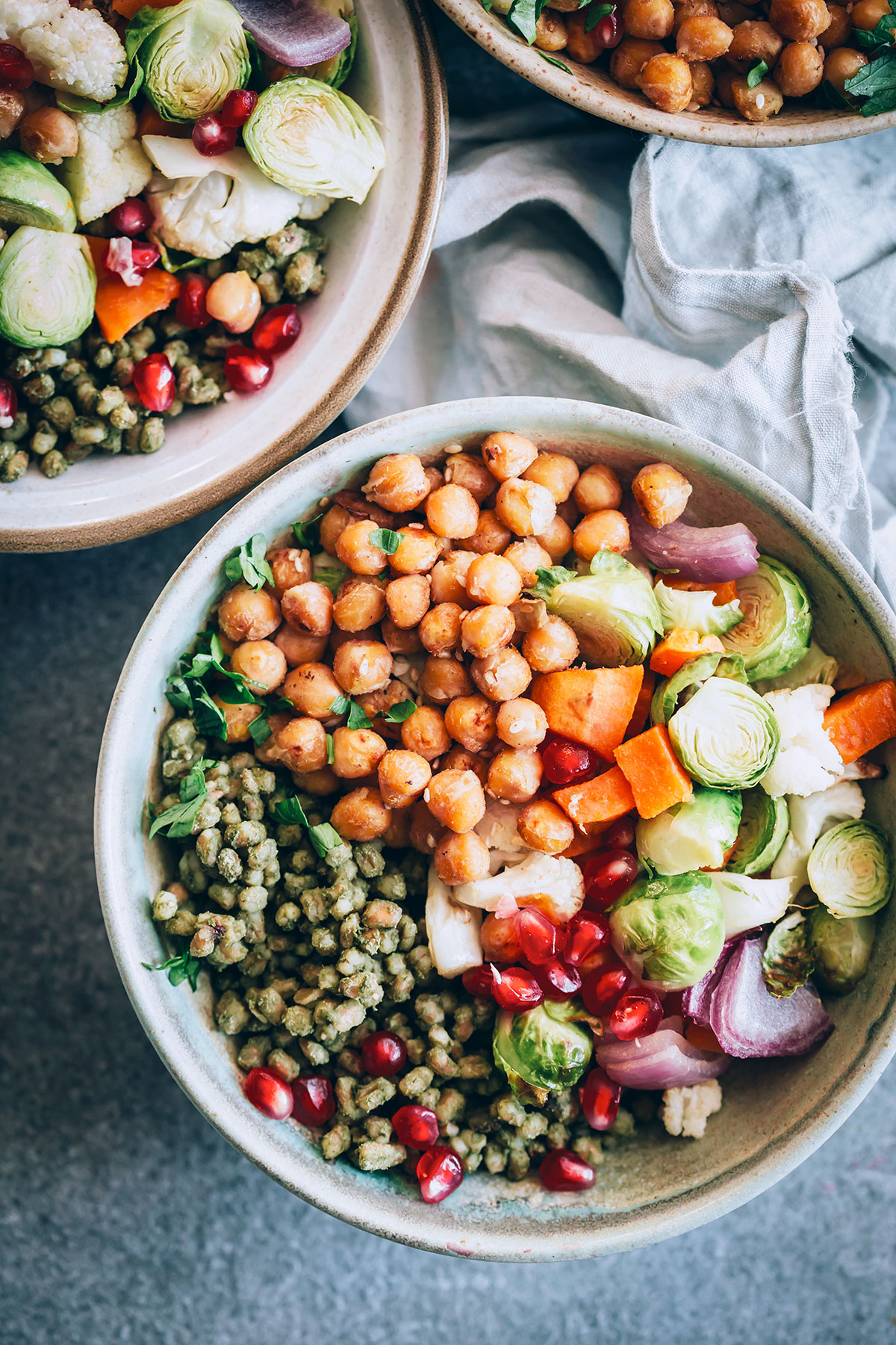 Autumn Harvest Bowls with Freekeh and Parsley-Tahini Sauce