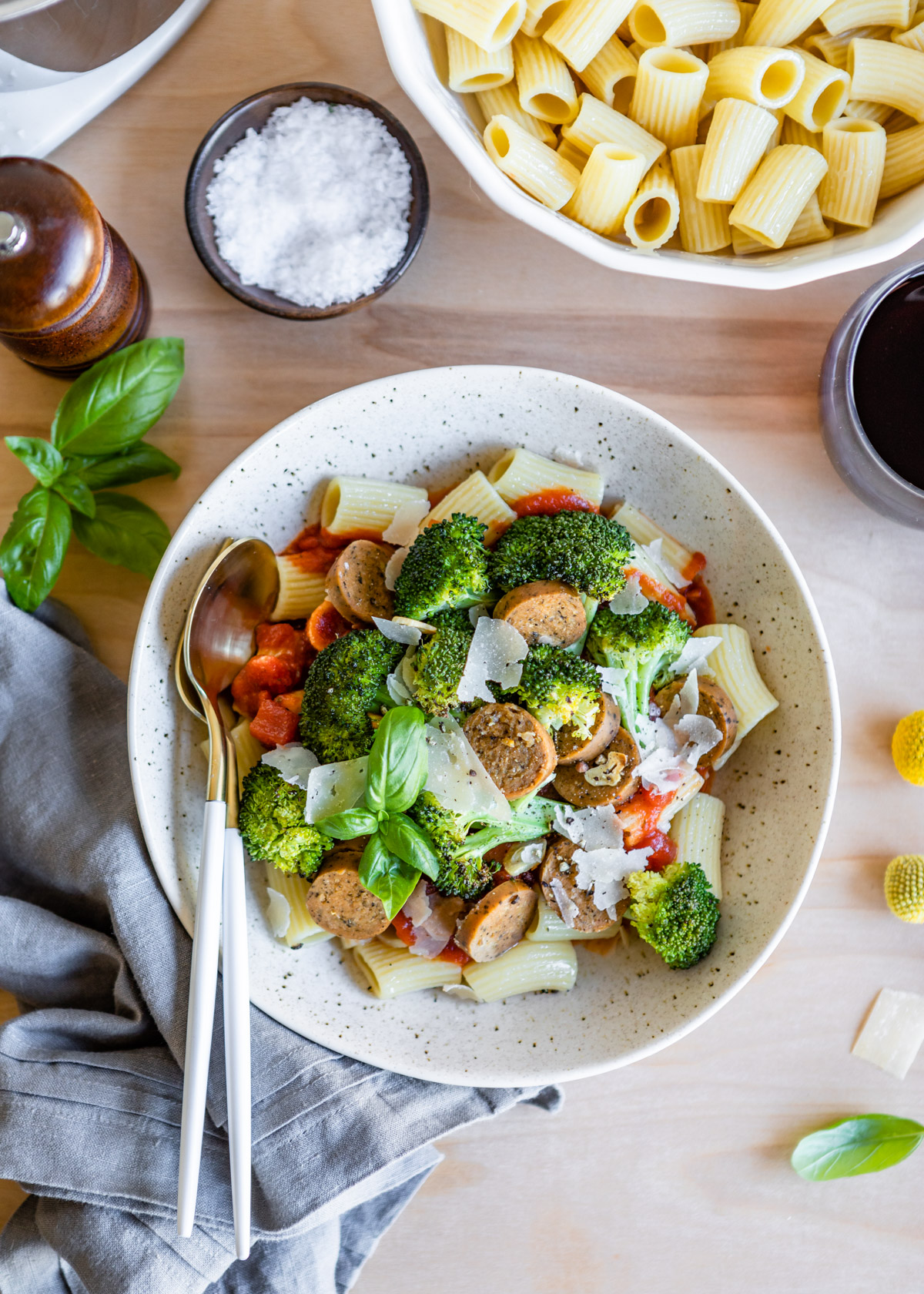 Sheet Pan Garlic Broccoli and Italian Sausage with Pasta