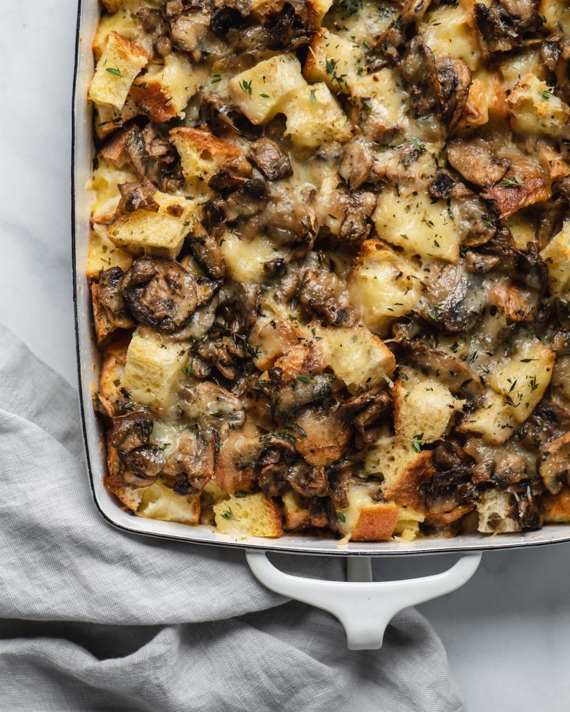 Overnight Mushroom Fontina Strata