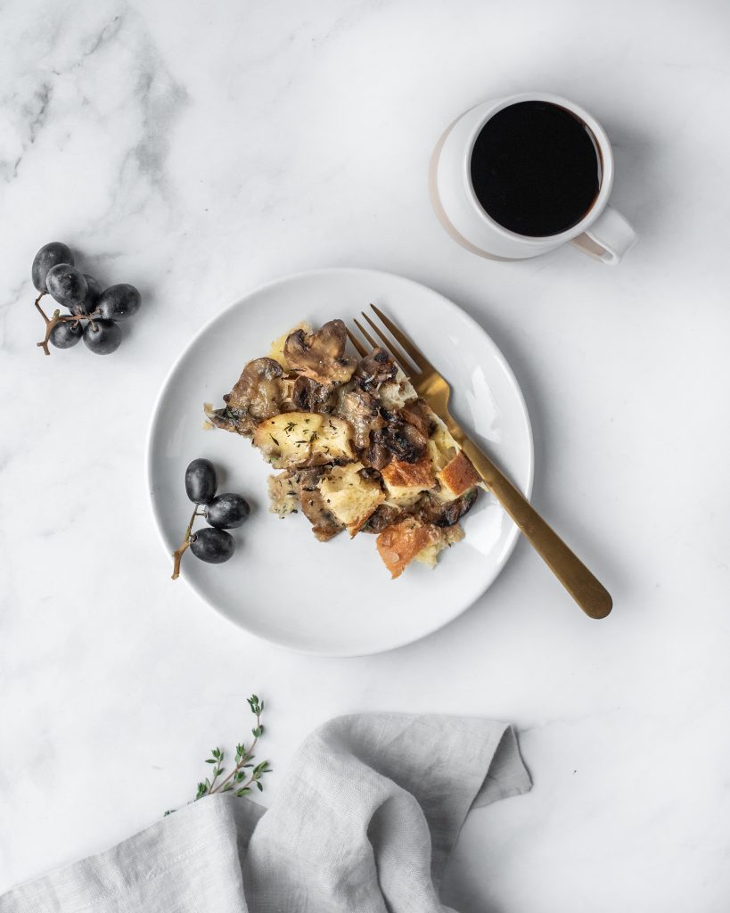 Overnight Mushroom Fontina Strata