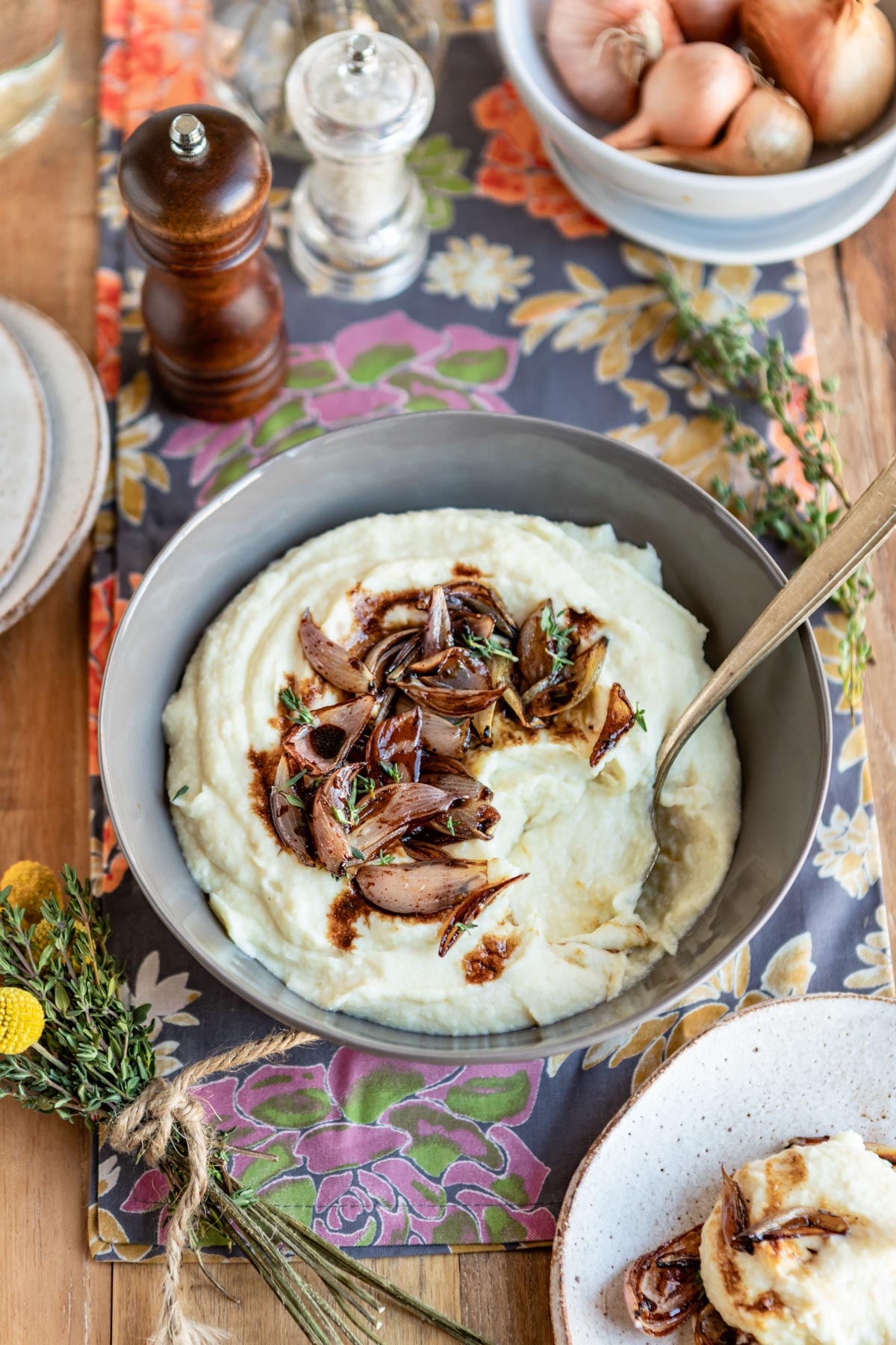 Celeriac Potato Puree with Balsamic Shallots from Hello Veggie