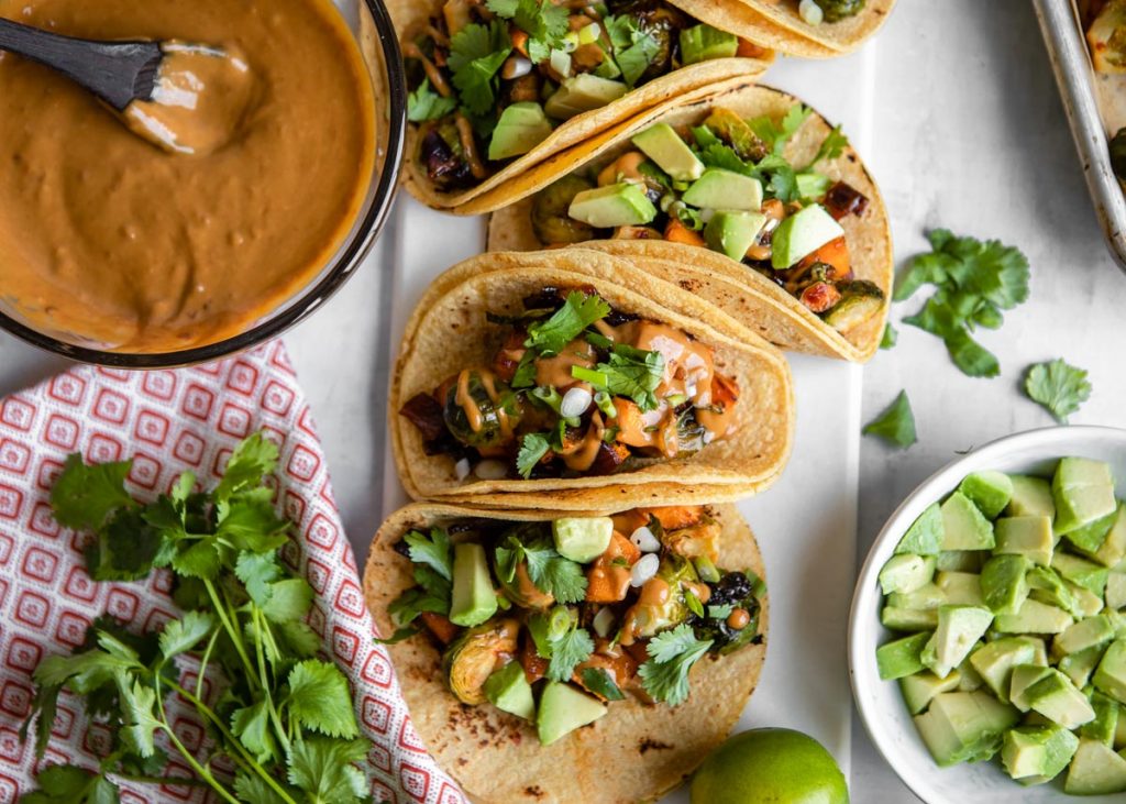 Sweet Chili Vegetable Tacos with Tangy SunButter Sauce | HelloVeggie.co