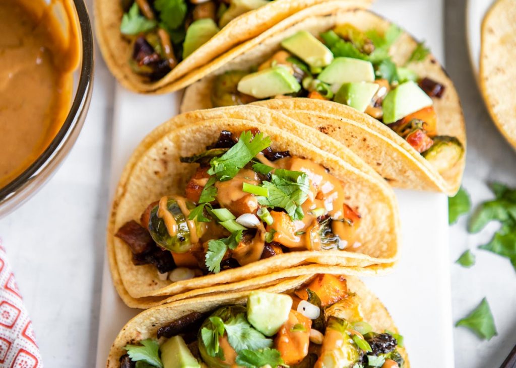 Sweet Chili Vegetable Tacos with Tangy SunButter Sauce | HelloVeggie.co