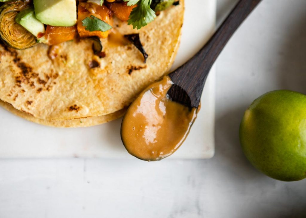 Sweet Chili Vegetable Tacos with Tangy SunButter Sauce | HelloVeggie.co