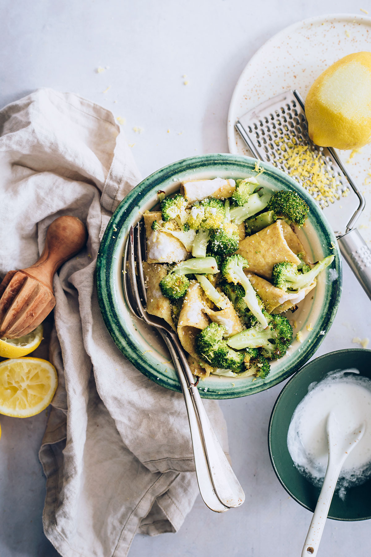 Creamy Lemon Pappardelle with Roasted Broccoli