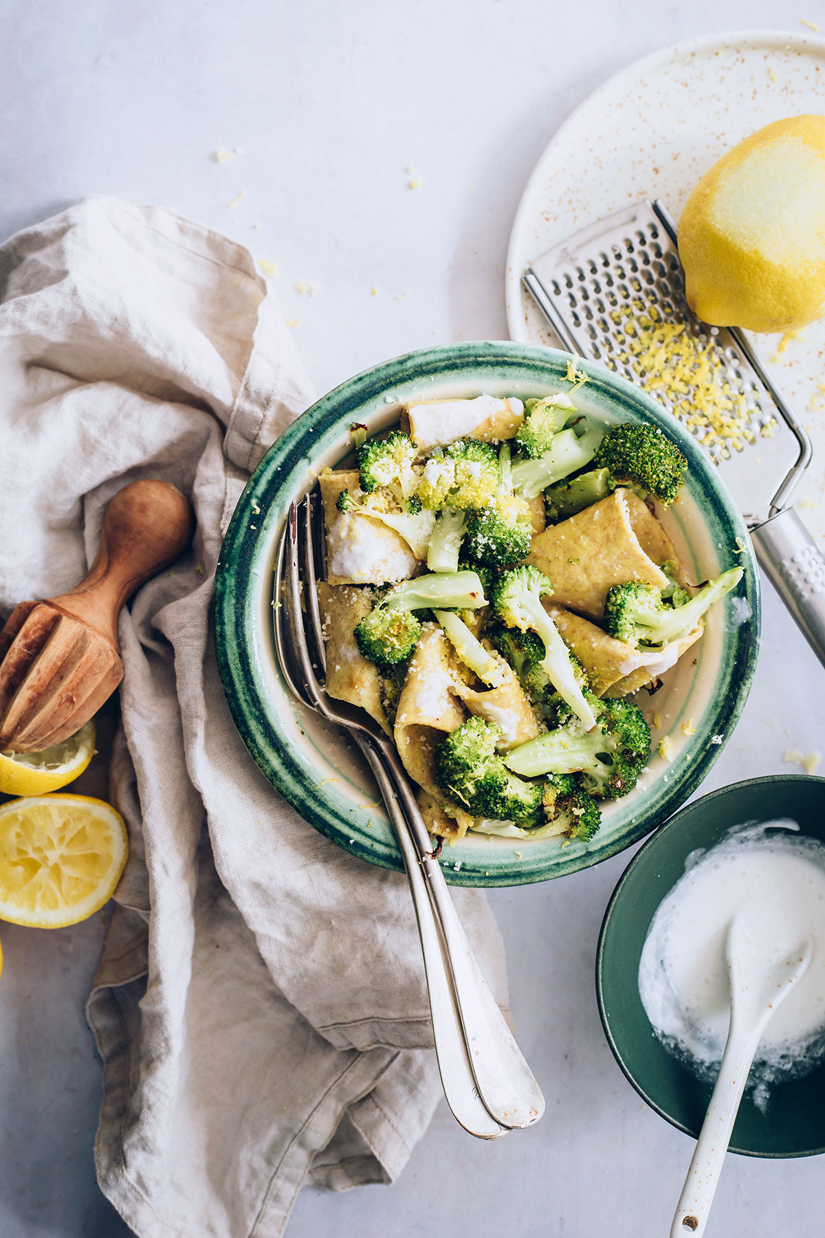 Creamy Lemon Pappardelle with Roasted Broccoli | Hello Veggie