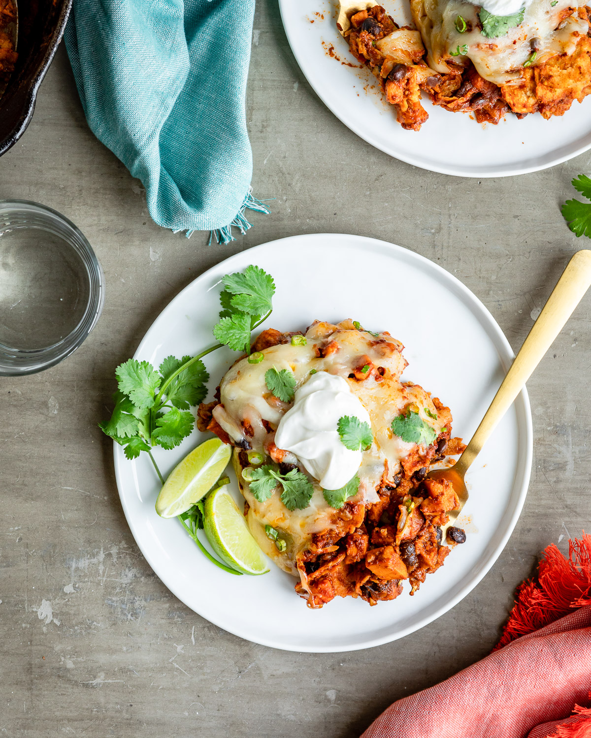 One-Pan Vegetarian Enchilada Skillet with Sweet Potatoes and Black Beans