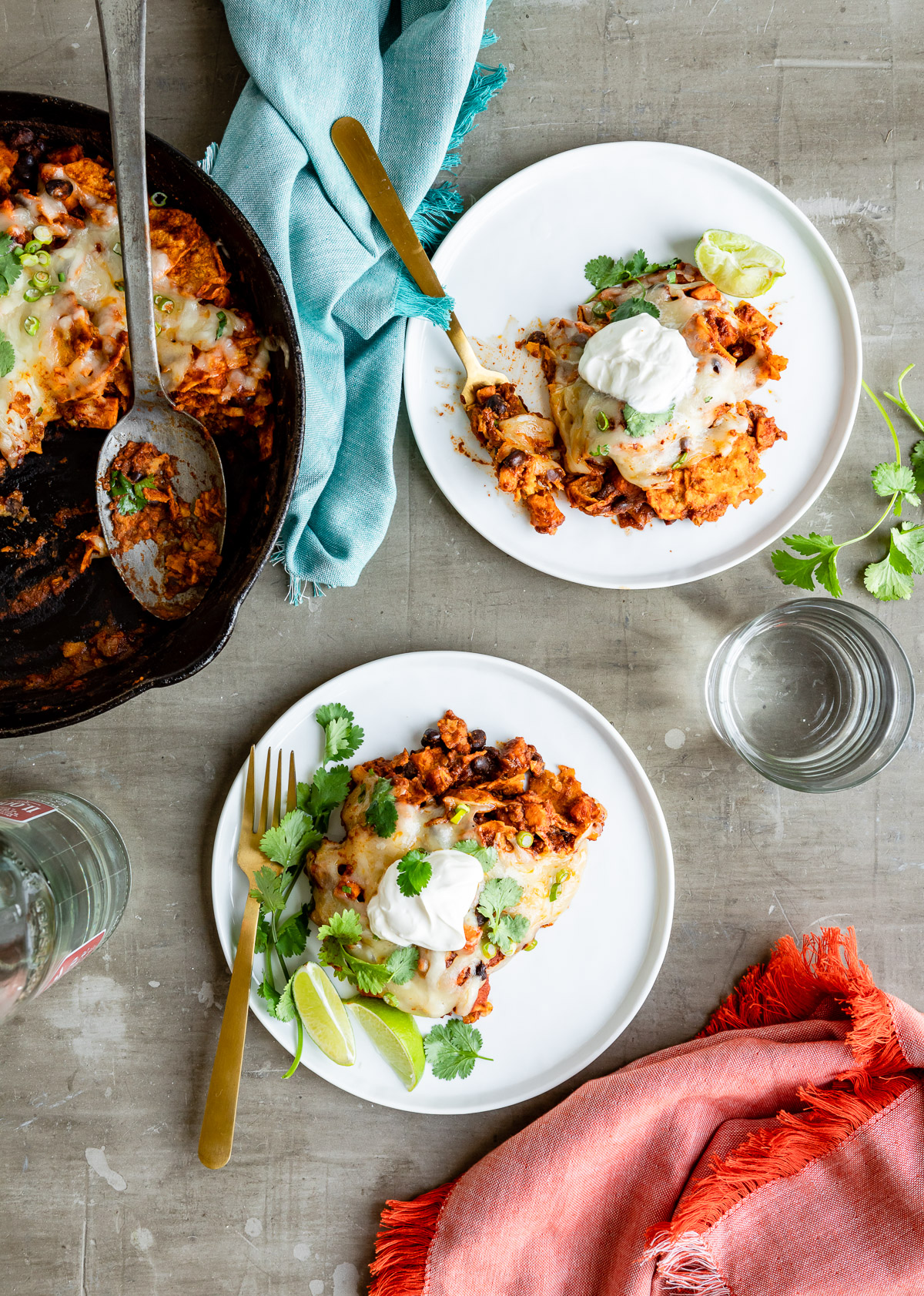 One-Pan Vegetarian Enchilada Skillet with Sweet Potatoes and Black Beans