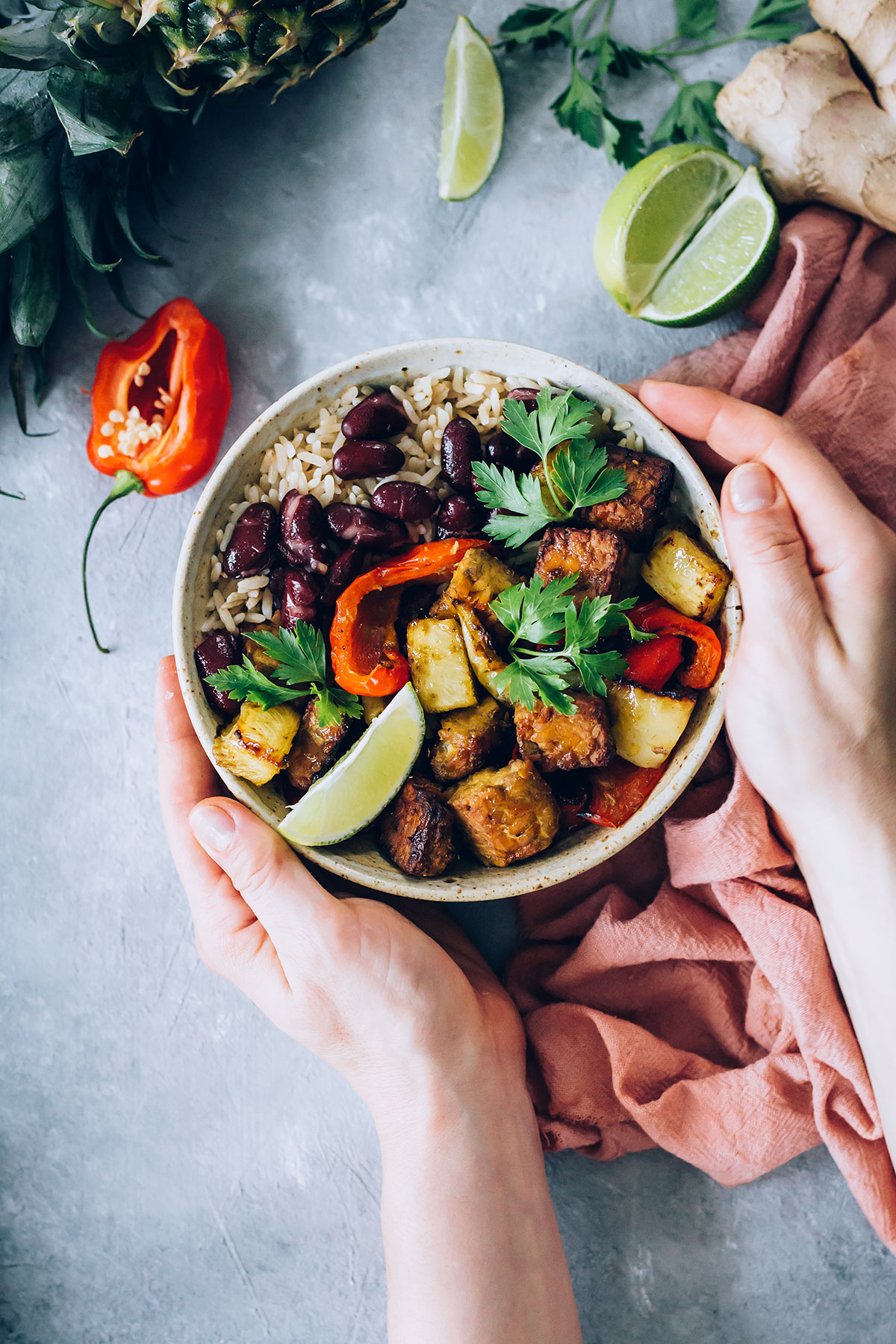 Sheet Pan Jerk Tempeh and Pineapple