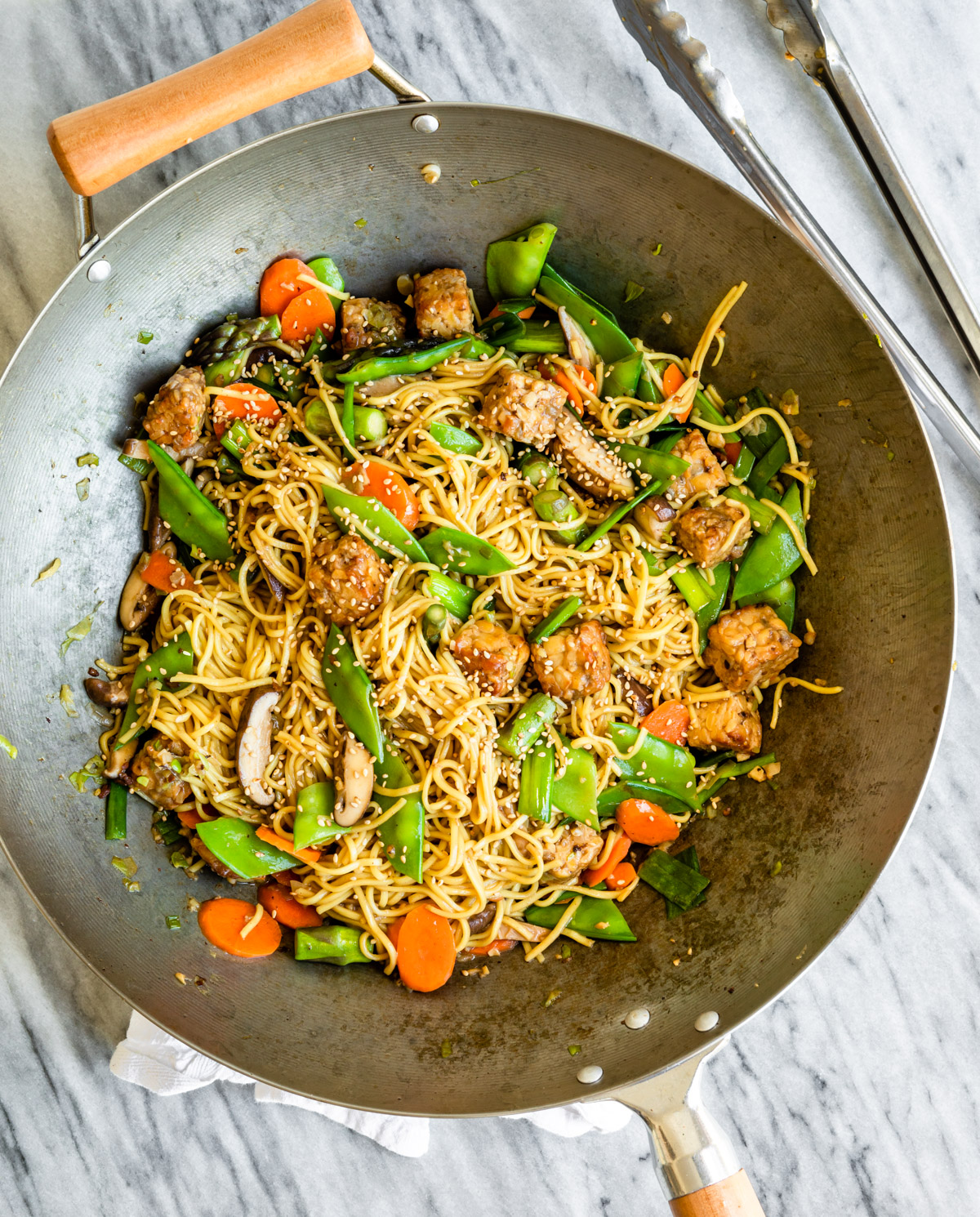 Spring Vegetable Lo Mein with Tempeh Hello Veggie