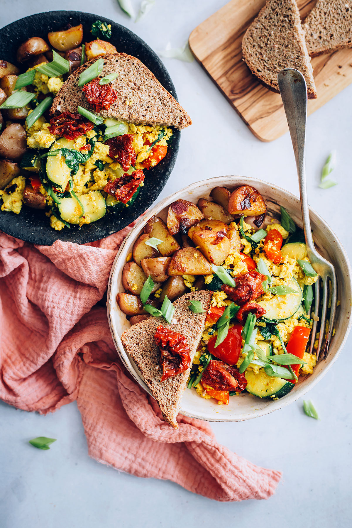 Garden Tofu Scramble Bowls with Smoky Red Potato Hash