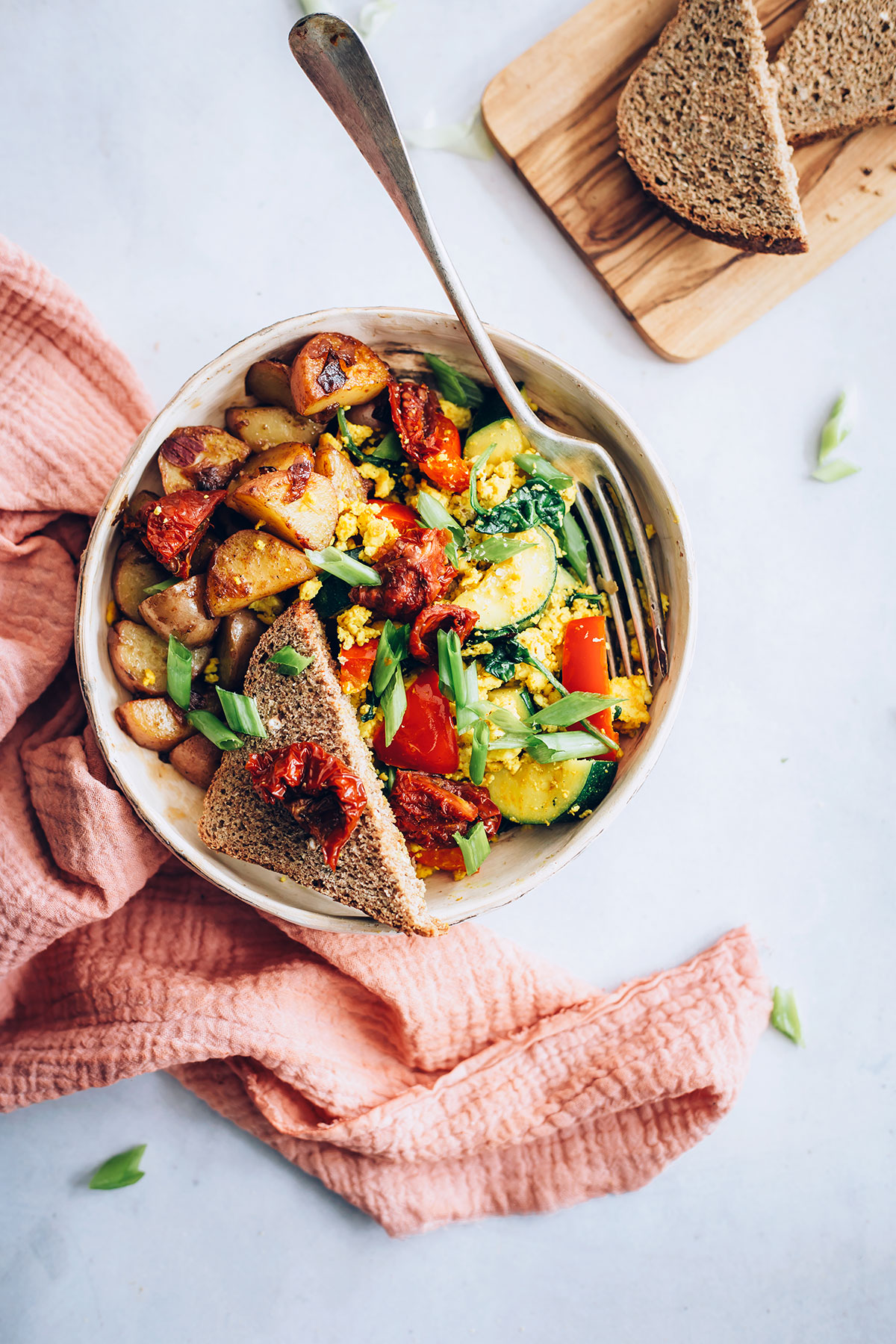 Garden Tofu Scramble Bowls with Smoky Red Potato Hash