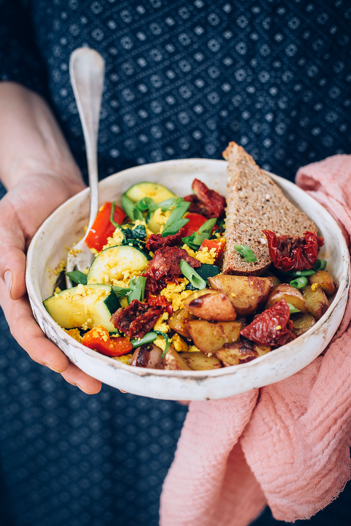 Garden Tofu Scramble Bowls with Smoky Red Potato Hash