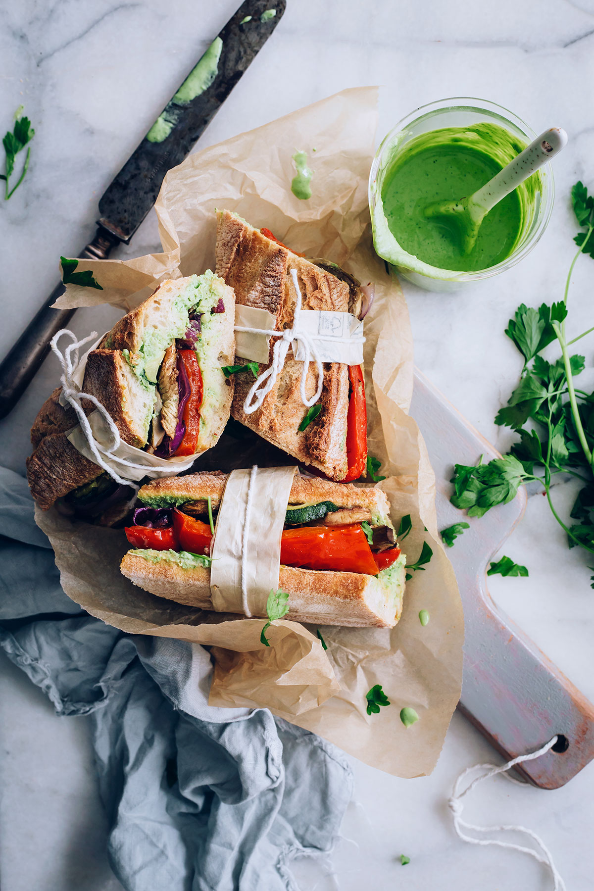 Summer Vegetable Sandwiches with Chimichurri Aioli