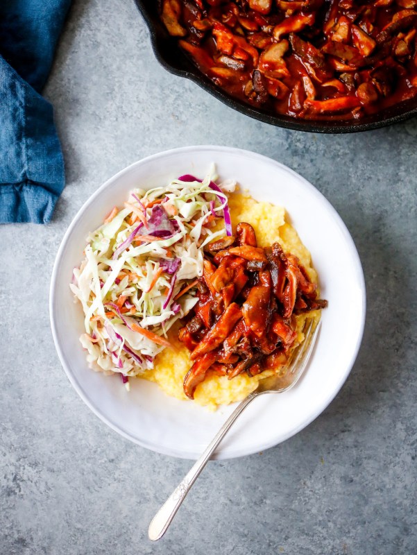 BBQ Pulled Mushrooms Polenta from Meal Prep on Fleek