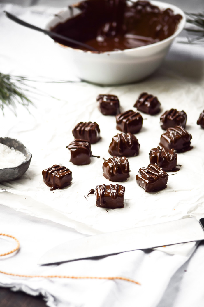 Chocolate Dipped Salted Caramels from Sincerely Tori