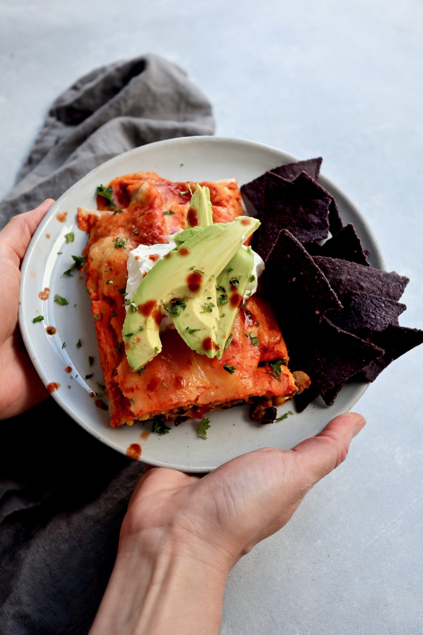 Small-batch black bean, corn & spicy sweet potato enchiladas from Cait's Plate