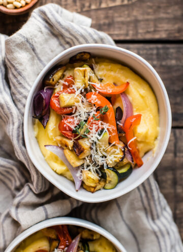 Roasted Summer Veggies with Parmesan Polenta from Foraged Dish