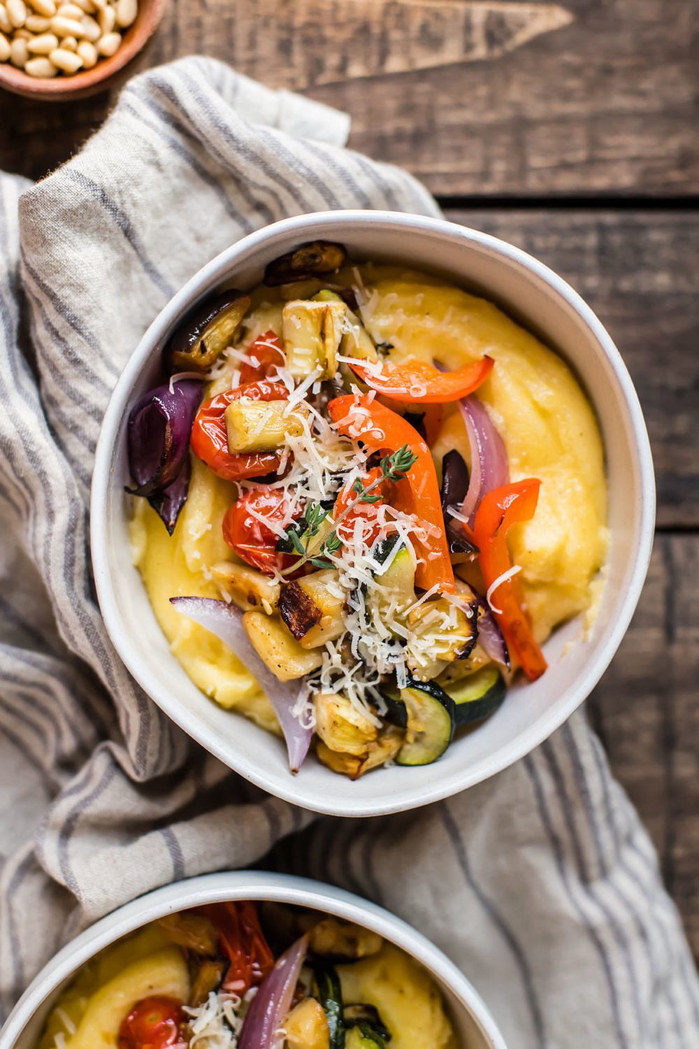 Roasted Summer Veggies with Parmesan Polenta from Foraged Dish