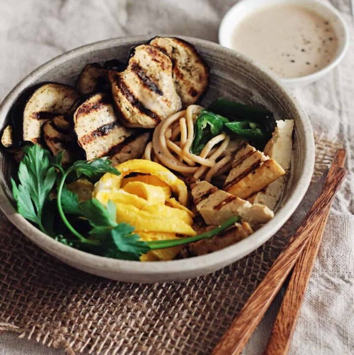 Soba Protein Bowl with Eggplant + Tofu Hello Veggie