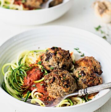 Eggplant Meatballs with Zoodles